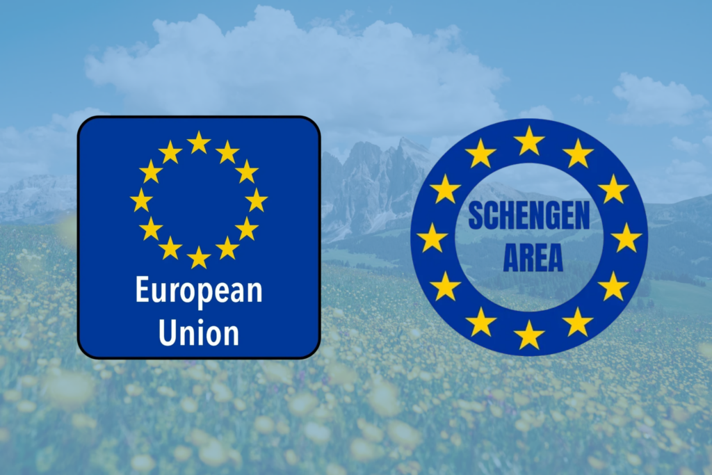 Logos of the European Union and Schengen area