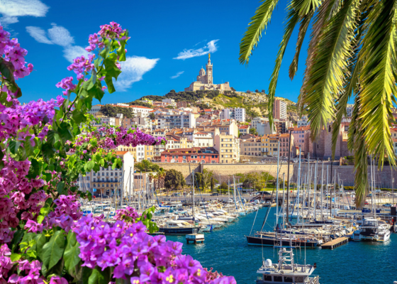 View of a French seaside village
