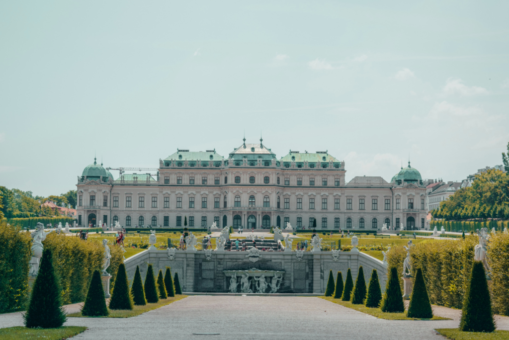 Historical building in Austria with formal gardens