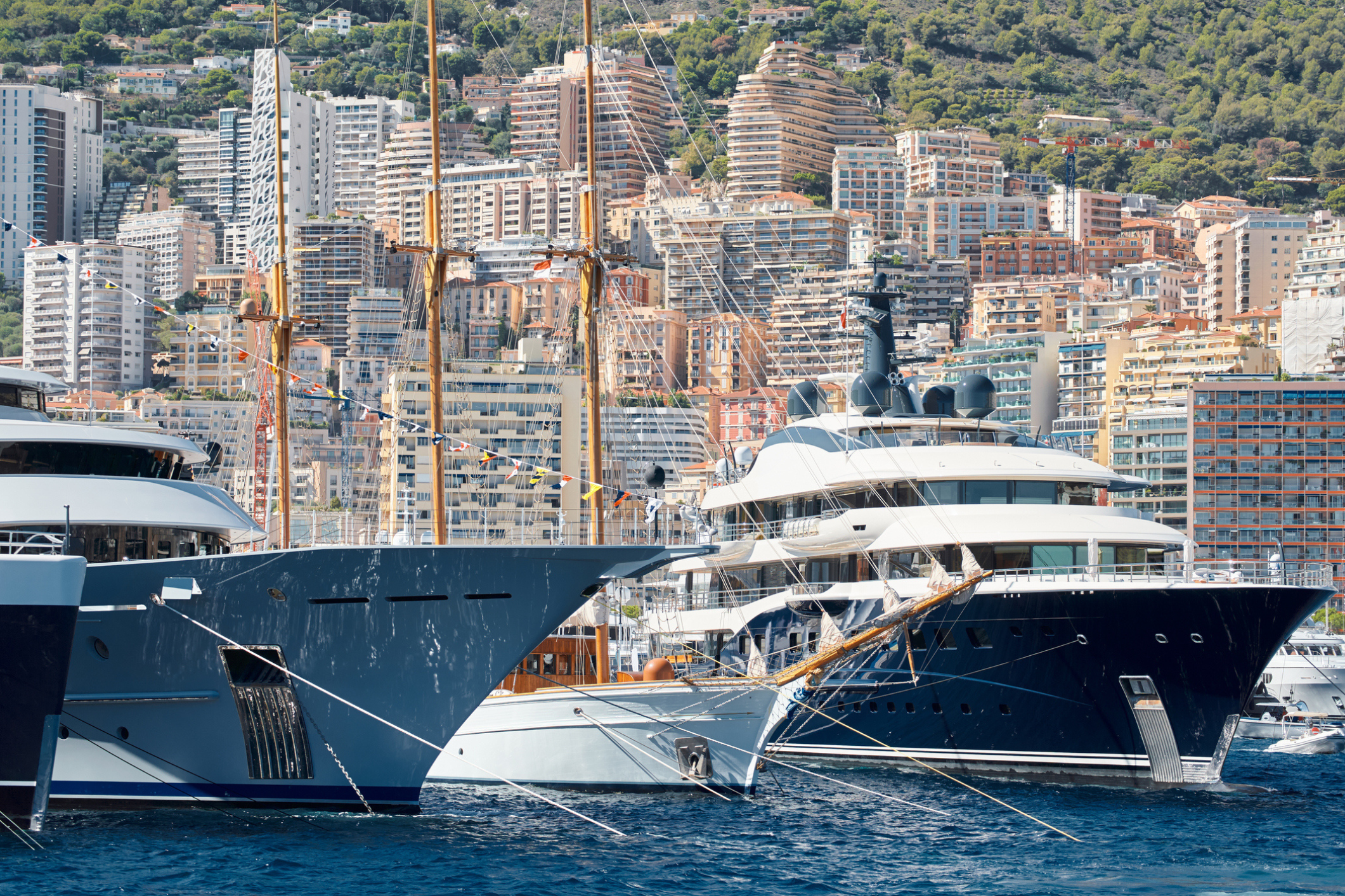 Large yachts parked in Port Hercule in Monaco