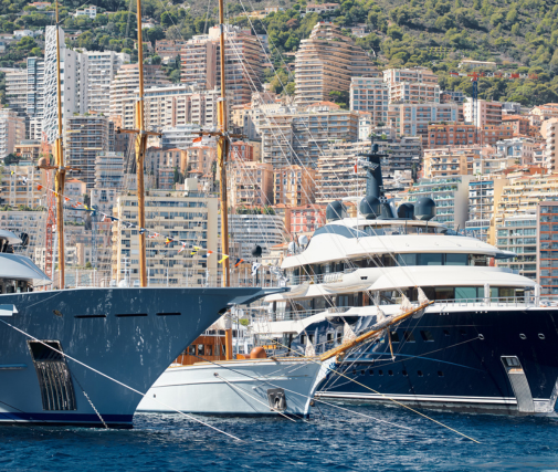 View of yachts at the Monaco port