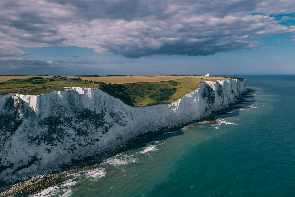 The white cliffs in Dover, UK