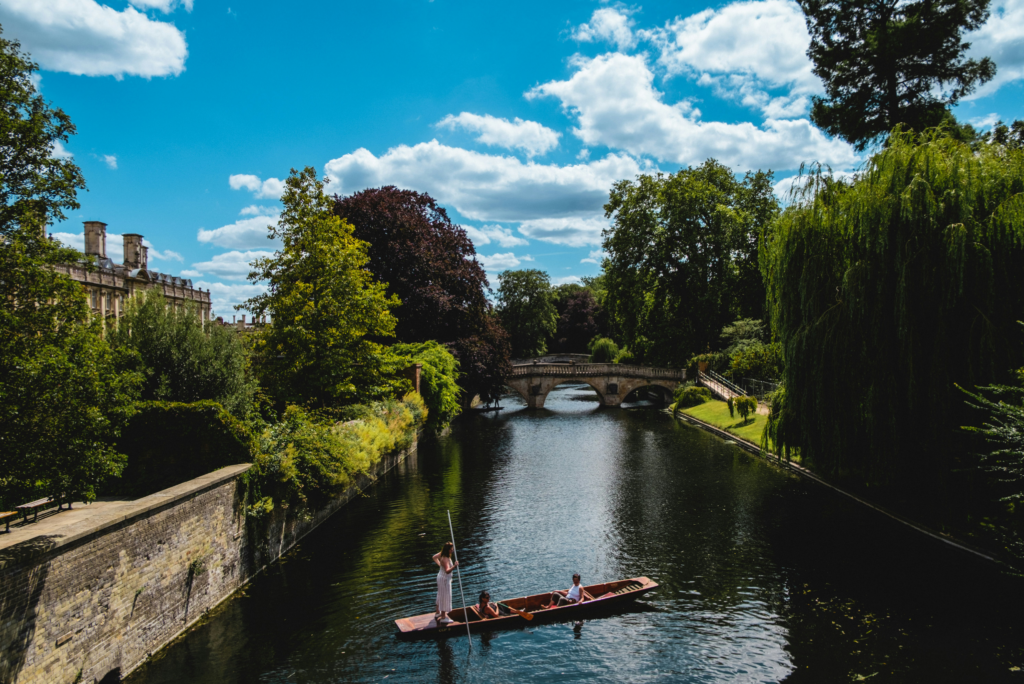 View of a river in the UK with a small boat