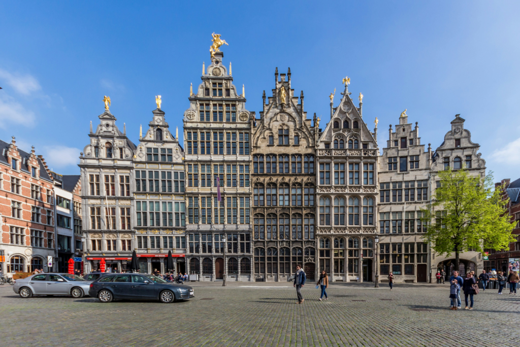 Street in Belgium with historic houses