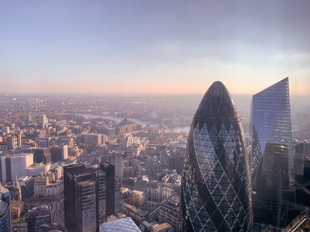 View of skyscrapers in downtown London