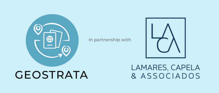 Geostrata logo with words "in partnership with" and the Lamares, Capela, and Associados logo