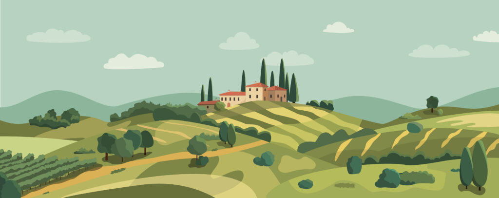 Graphic of Italian countryside